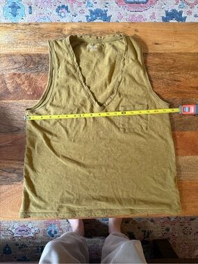 Madewell Mustard Green V-Neck Muscle Tank